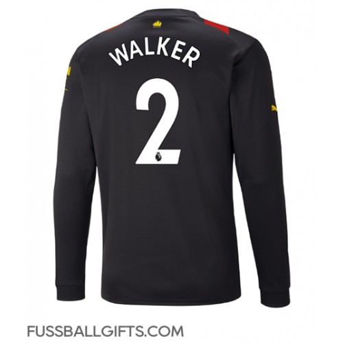 Manchester City Kyle Walker #2 Fußballbekleidung Auswärtstrikot 2022-23 Langarm